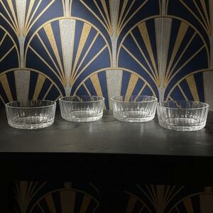 Pasabache Clear Cut‎ Glass Dessert Bowls, Set of 4, Vintage Turkish Dinnerware